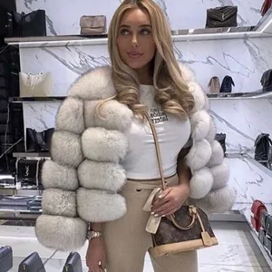 Women's Slim Vintage Maternity Faux Fox Fur Coat with Fox Fur Collar Nine-Point Sleeve Medium Length Autumn