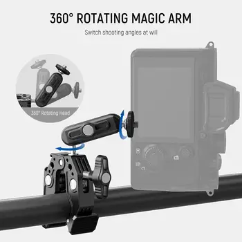 NEEWER Super Clamp with 3" Dual Ball Head Magic Arm Phone/Action Camera Mount Adapter for Desk Tripod detail image