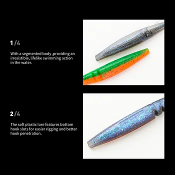 CHEERY Double Color T Tail Soft Bug Lure for Large Mouth Bass and Crappie Fishing Soft Lure for Saltwater Fishing – Soft Lure – view 4
