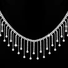 2 Yard  Rhinestone Ribbon Tassel Chain Rhinestones Fringe Trim Belt Cowgirl Hat- Diamond Crystal  Wedding  Necklace DIY Clothing