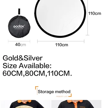 Godox 2 In1 Gold Silver 60cm 80cm 110cm Multi-disc Reflector Collapsible Photography Studio Camera Lighting Diffuser Reflector detail image