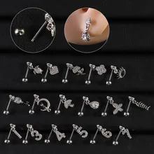 CZ zircon earrings Body piercing jewelry Pendant earrings Stainless steel ear piercing jewelry fashion Women's accessories