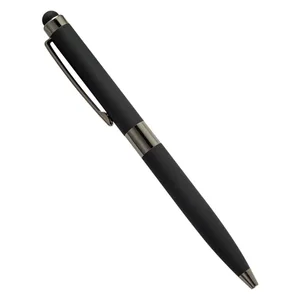 New High Quality Twist Black Metal Stylus Touch Screen Ballpoint Pen Custom Logo