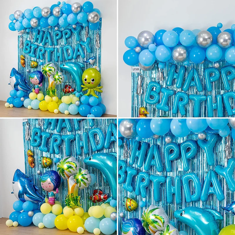 Ocean Birthday Party Decorations Balloons Arch Garland Kit Shark 