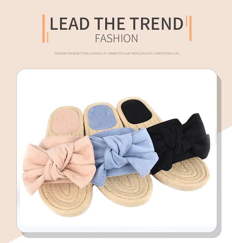 Factory Bow Sandal for Women Slip-on Flat Slipper Ladies Bowknot Summer Sandal Slippers Slide Female Shoes Sandals OEM Wholesale