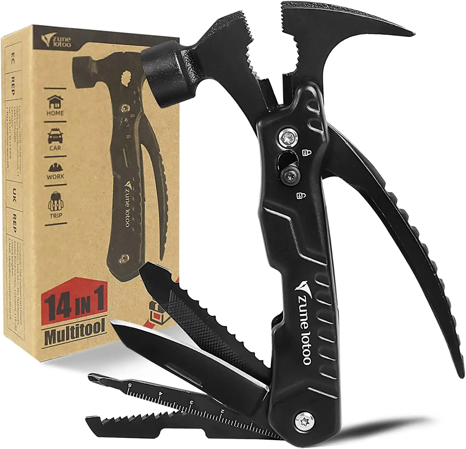 Zune Lotoo 29 In 1 Unbreakable Martensitic Steel Tactical Shovel Camp Shovel Outdoor Multitool Camping Kit Axe Folding Shovel