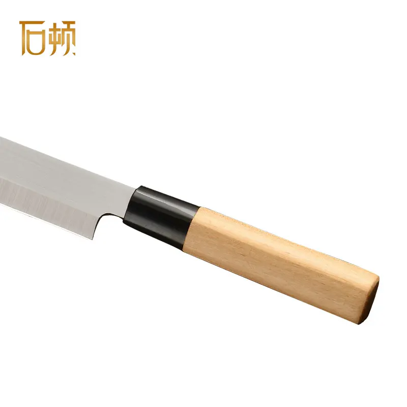 Хит продаж 9 дюймов один скос Sharp из нержавеющей стали с деревянной ручкой для кухни для японских суши лососевых рыб филетировочная сашими нож