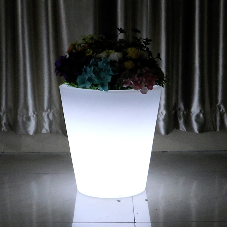 Rechargeable Large big middle small size outdoor furniture led flowerpot with light for floor