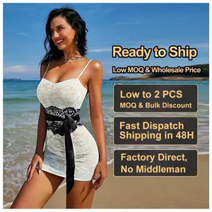 Women's Mini Sling Dress Autumn Bodycon with Bow Tie Lace Waist Control Casual Party Sexy Dresses for Wholesale Custom OEM ODM