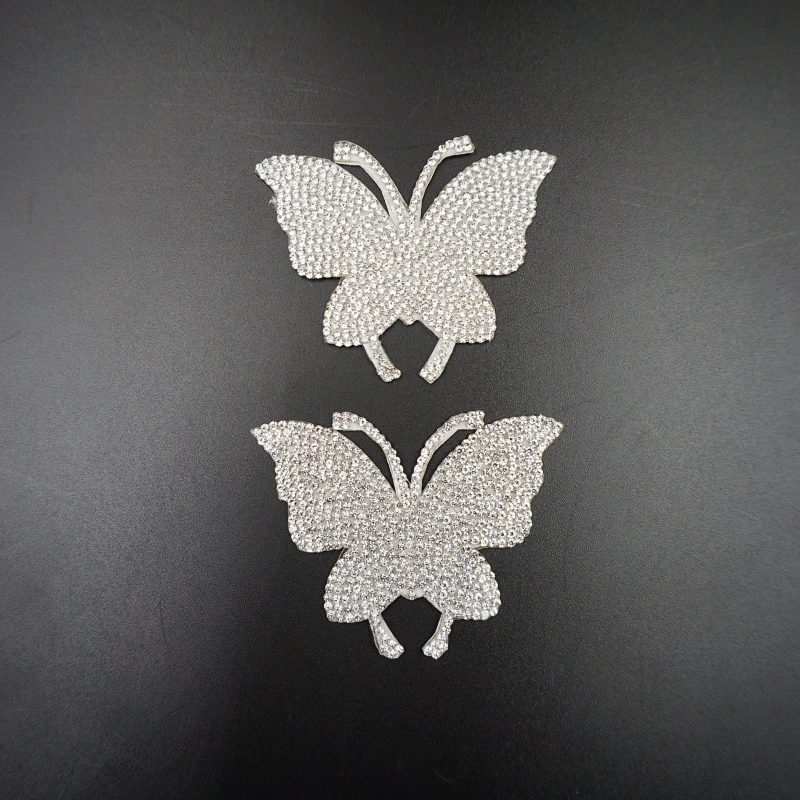Christmas clothing decoration rhinestone applique trim butterfly glitter iron on patches embellishments for clothing