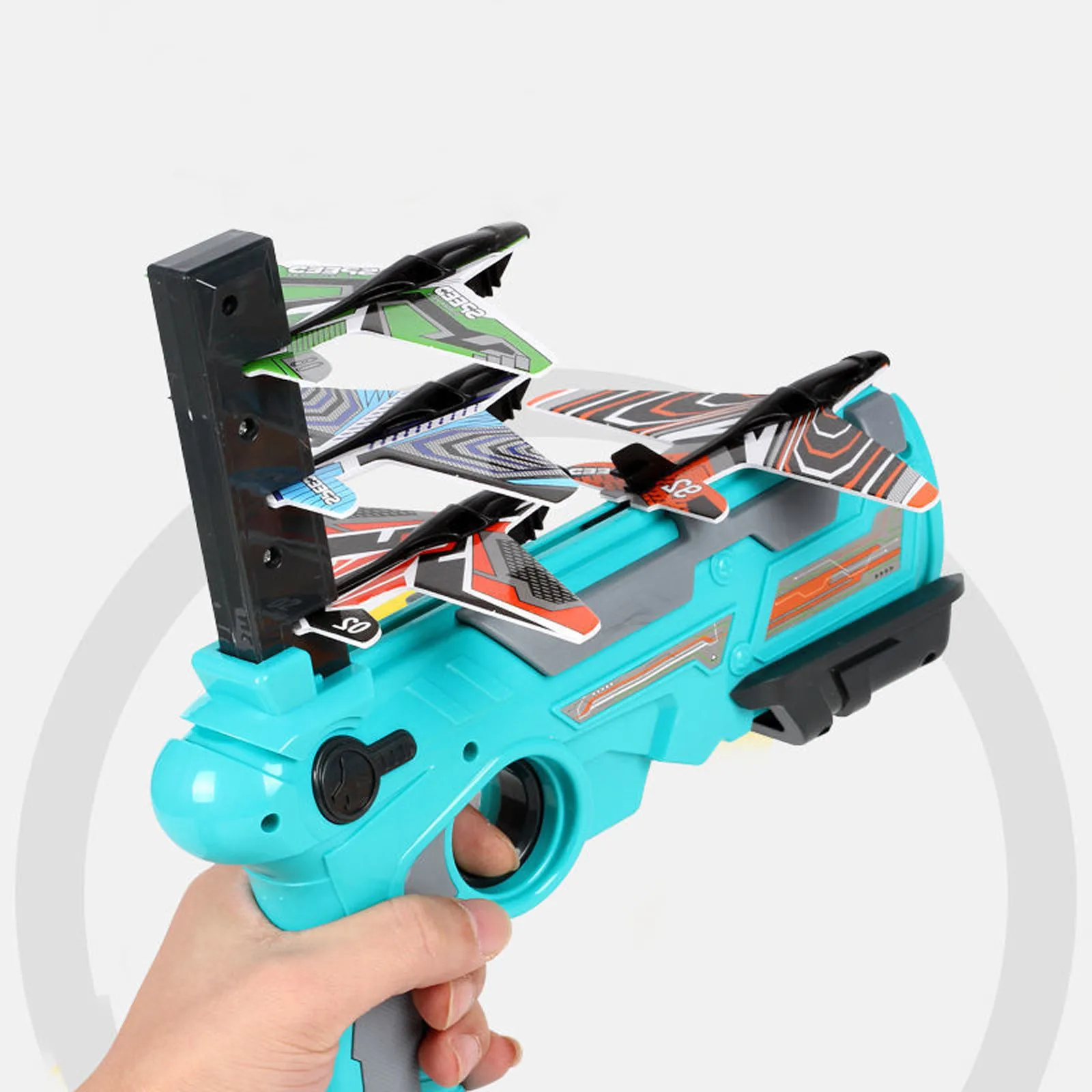 Нажатием одной кнопки выброса Пена Самолет съемки игра игрушка Рогатка самолета игрушечный пистолет пузырь самолета пистолет для приготовления пищи на воздухе детские игрушки
