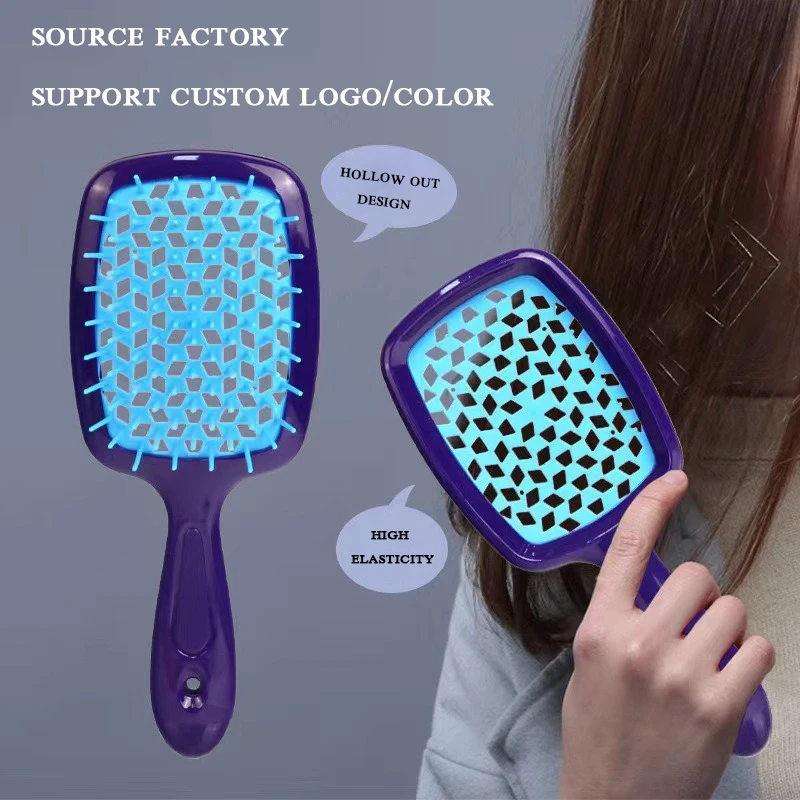 Hot Sale Multicolor Hollow Out Hair Comb Wet and Dry Detangling Hair Brush Scalp Massage Vent Hair Brush