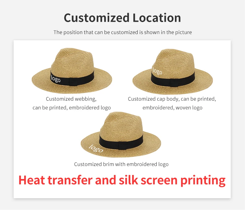 Wholesale custom logo womens mens wide brim panama straw hats fedora summer fishing beach sun hats upf straw hat for women