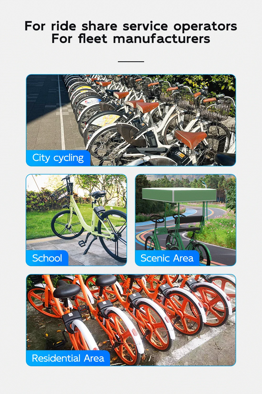 Omni Wireless QR Code NFC E Bike Share Ble App Remote Controlled Sharing Bike GPS Smart Lock Bike