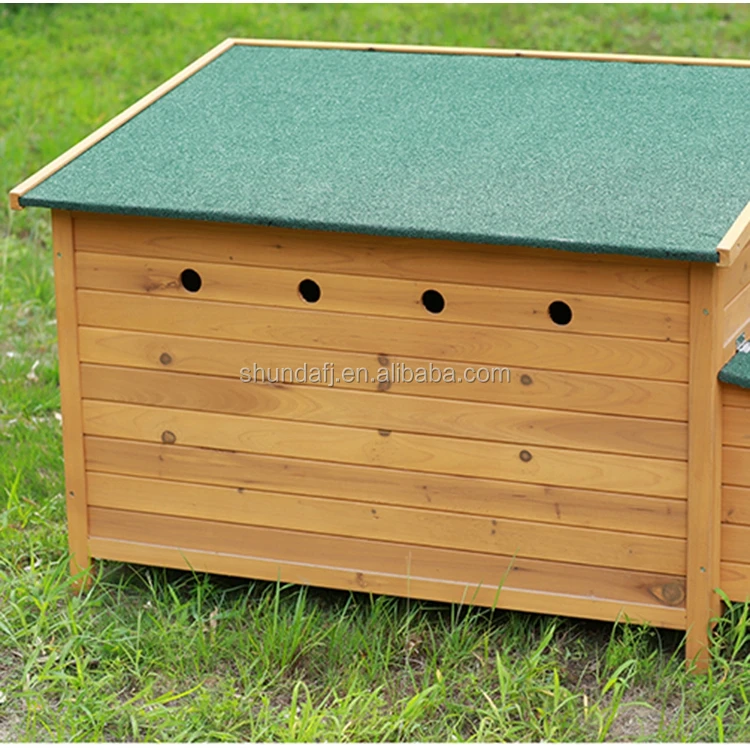SDC007 SHUNDA Eco-Friendly Wooden Chicken Coop & Poultry House with Nesting Boxes Divider Horizontal Sliding Closure 147x80x80CM