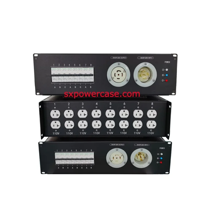 SX 3u 30a Input 8way Out Rack Mount Single Phase Socapex Electrical Power Distro Boxes