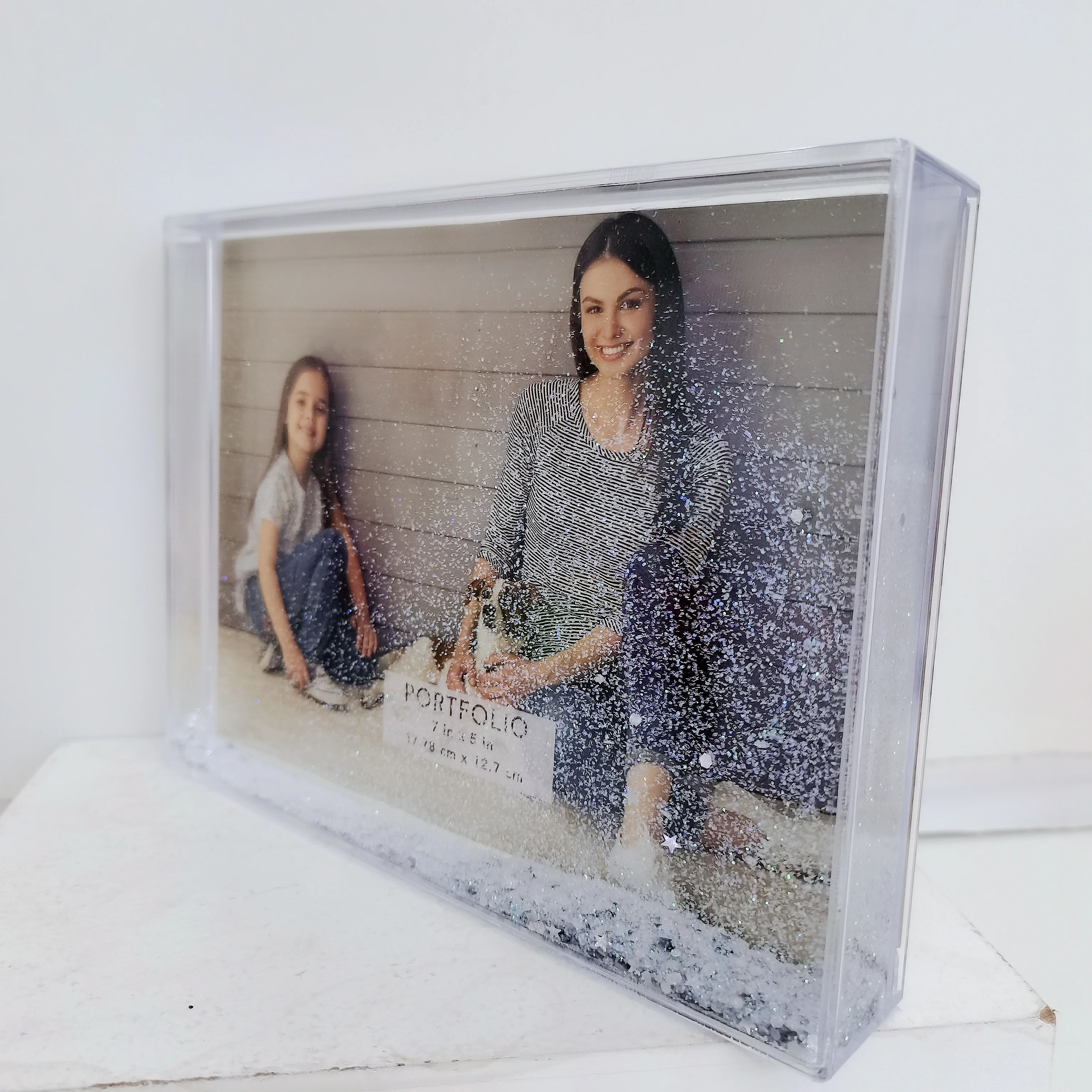 Фабричная продажа 5x7 акриловая фоторамка с блестками и жидкими прозрачными из смолы водой для