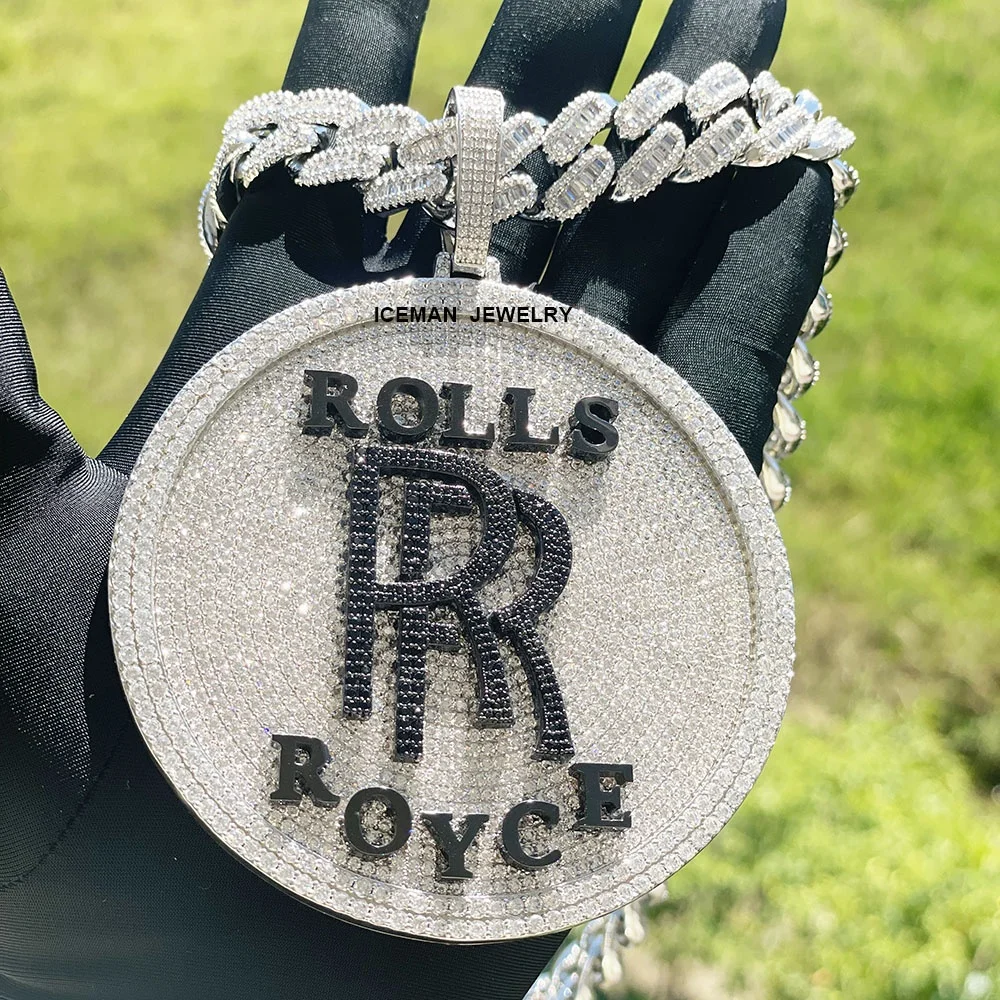Iceman Jewelry Hip Hop Iced Out Custom Necklace Pendant Logo,Round