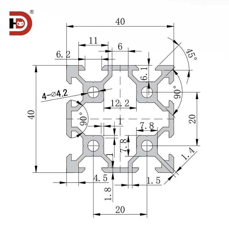 product 4040 double slot industrial extruded aluminum profile 3d printer frame v slot 4040 aluminum alloy profile-3