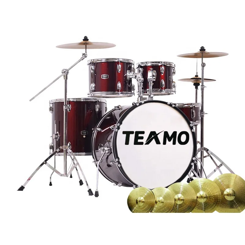 Teamo 5-Piece Entry-Level Jazz Drum Set for Beginners - Maple and