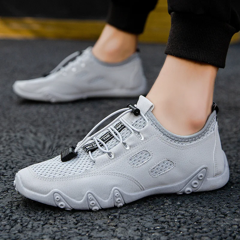 New spring and summer driving shoes net face bean shoes breathable trend men's lace-up casual shoes