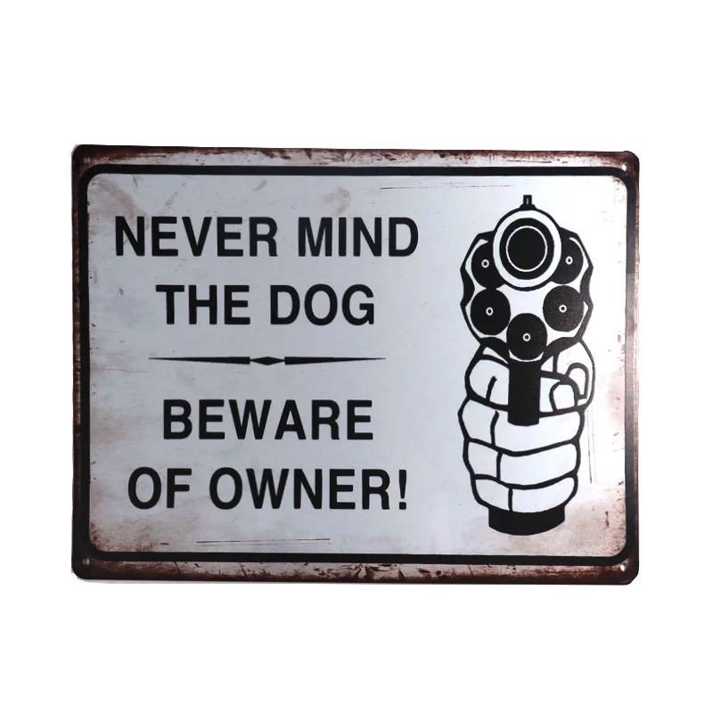 Beware of the dog retro vintage style metal wall plaque sign 