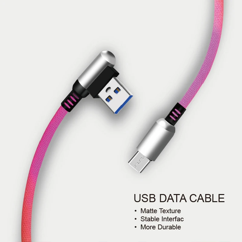 Colorful Rainbow Braided USB C Charging Cable for Huawei Samsung Charger Alloy Bullet Micro USB Cable