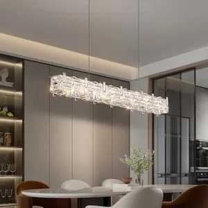 Simplicity Modern Lighting Luxury Linear Crystal Chandelier for Dining Room Hall Main Light