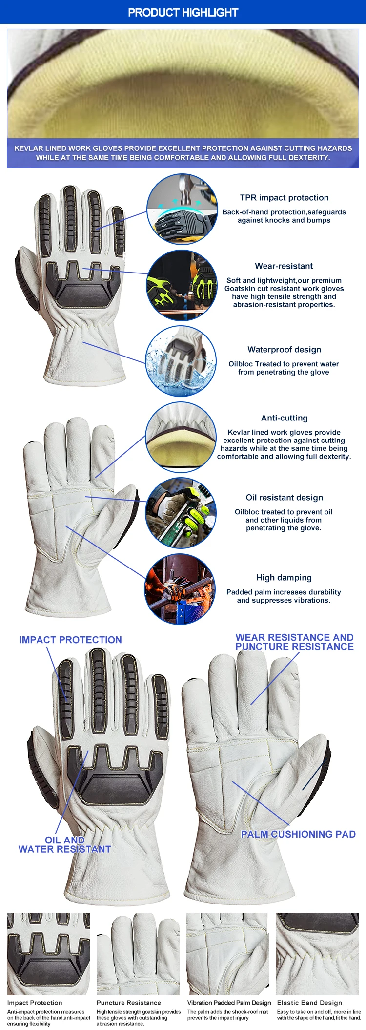 Custom Logo Anti Vibration High Impact Oil And Gas Resistant Waterproof Leather Oilfield Working