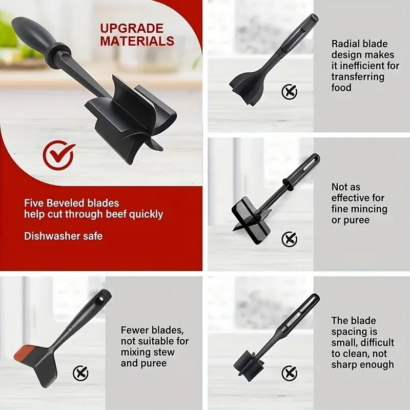 Kitchen Multipurpose Meat Chopper 5 Curve Blades Hamburger Salad Meat