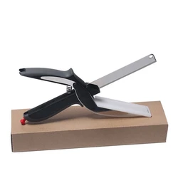 Multipurpose food scissors Kitchen 2 in 1 knife shearing scissors and cutting board