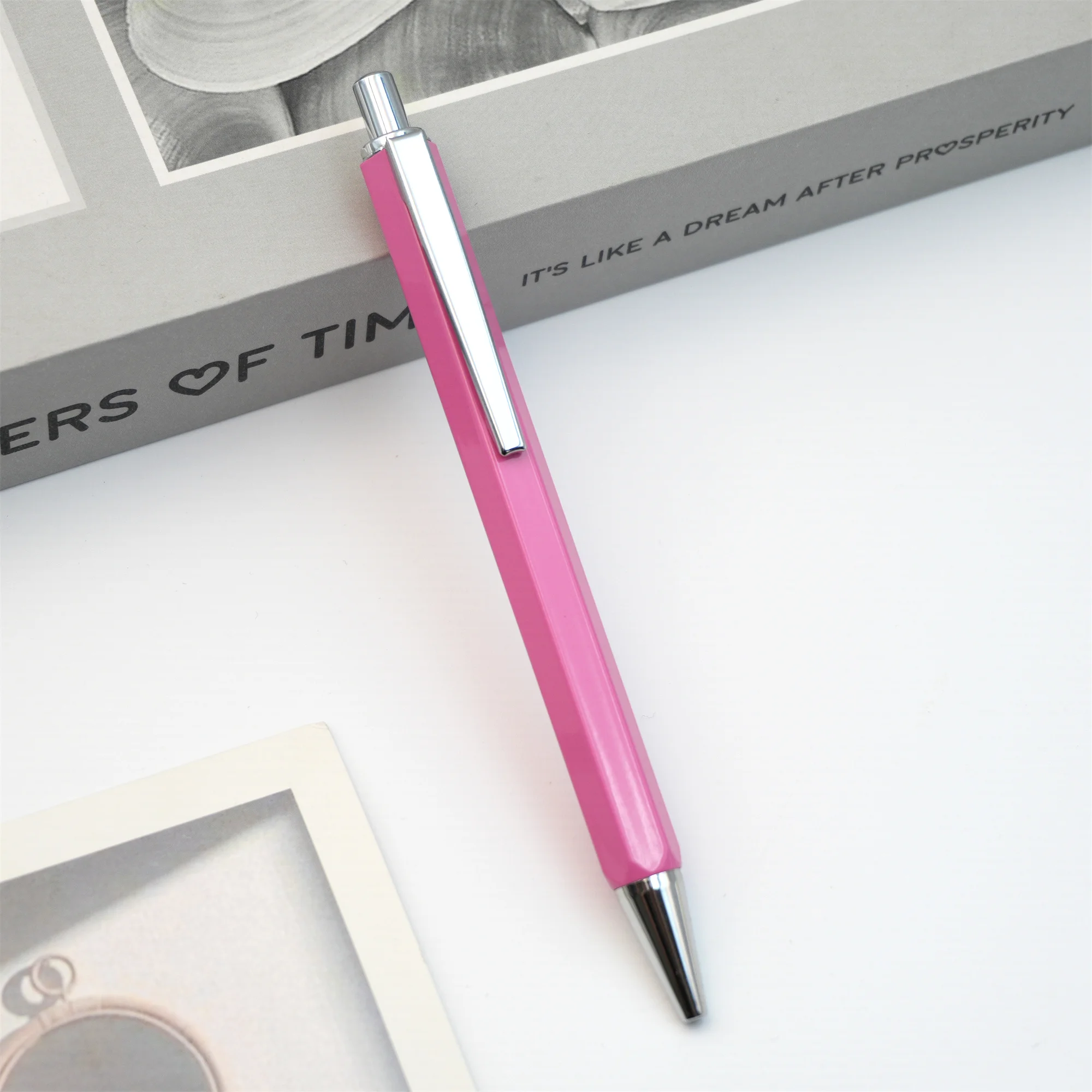 Kawaii Stationery Multi-Faceted Metal Writing Pen Set Cute Colorful Click Ballpoint Pens for Girls Students School Supplies
