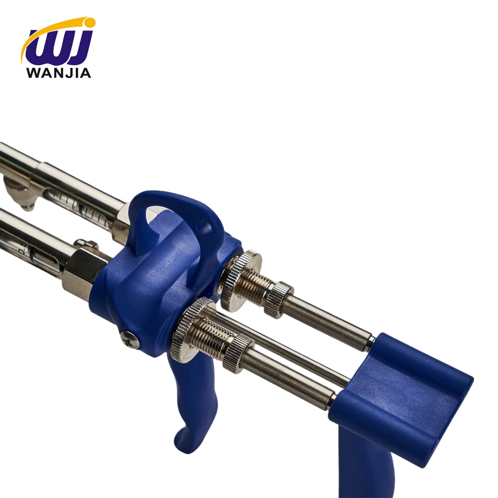 Veterinary Dual Syringe Barrel Auto Injector 0.1-1ml for Continuous Poultry Vaccine Injection with Adjustable Feature