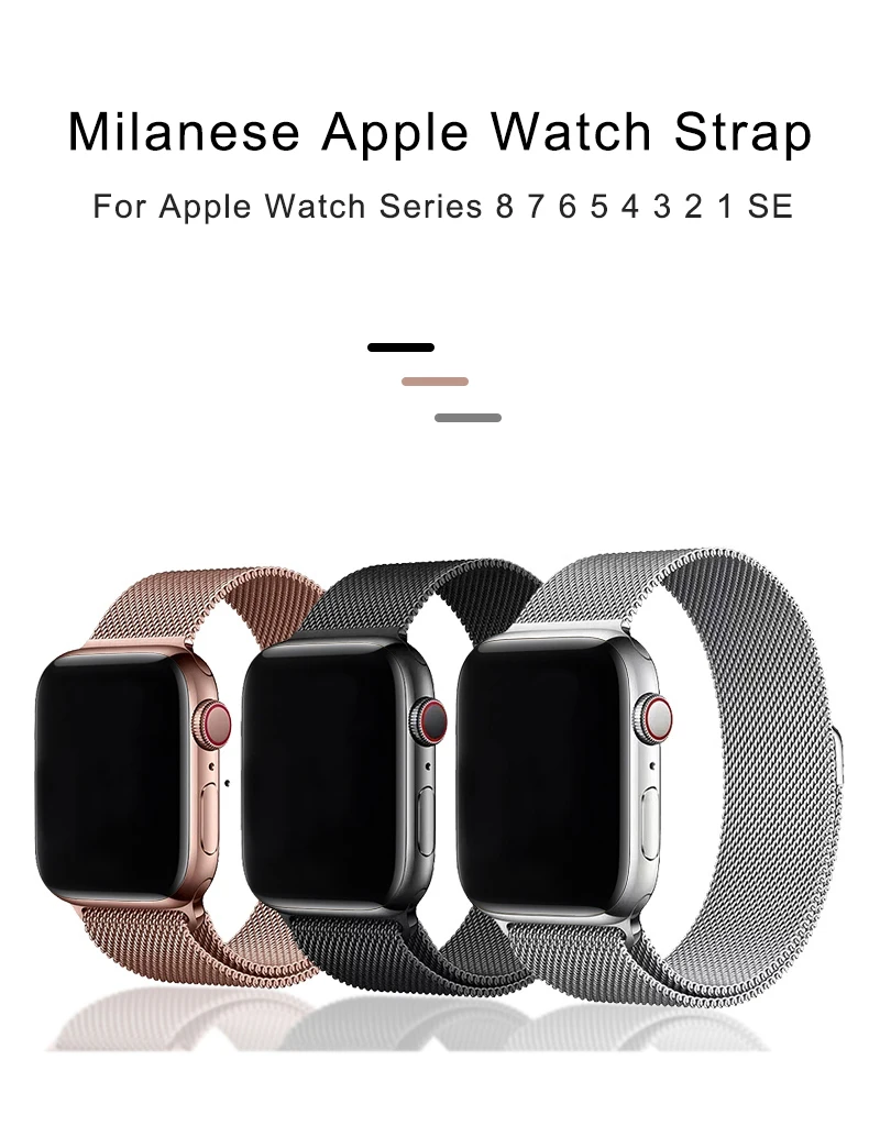 Stainless Steel Milanese Loop Watch Band For Iwatch 1 2 3 4 5 6 7 8 Se