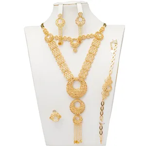 Italian Jewelry Set 18k Gold Plated Latest Women Earings and Necklace Accessories Luxury Charms for Jewelry Making