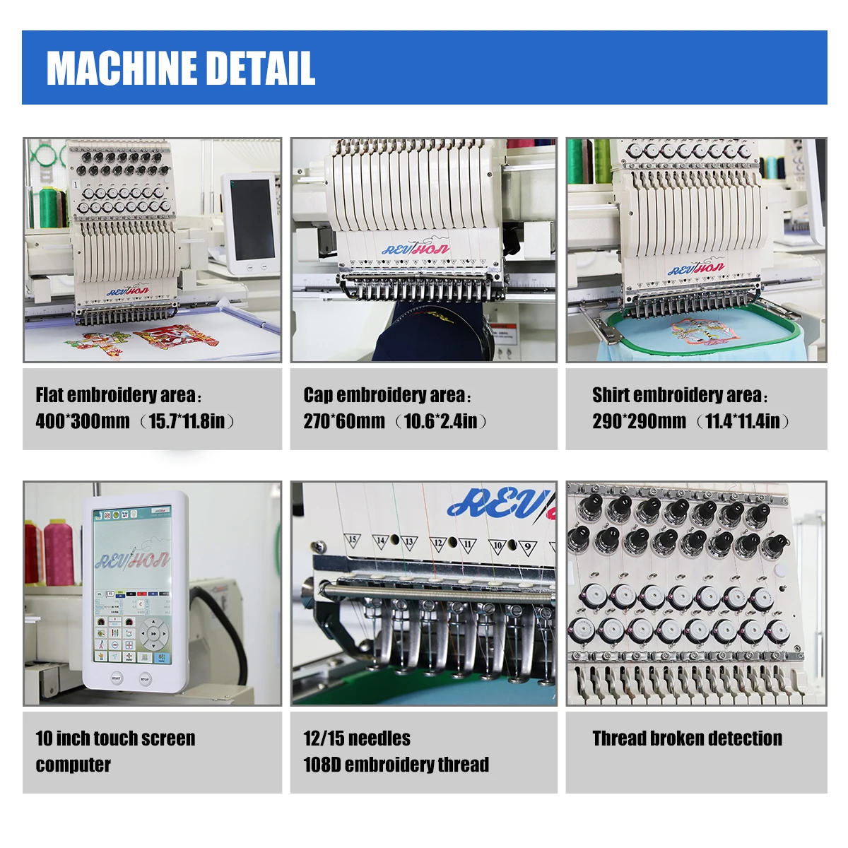 REVHON Embroidery Machine Automatic 2 Head 9/12/15 Needle High Speed Socks Embroidery Machine Leather Jack