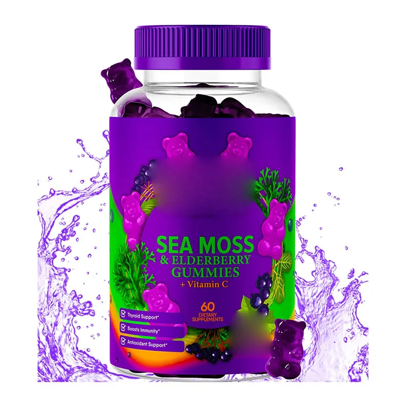 Oem/odm Sea Moss Gummies & Elderberry Organic Sea Moss Gel Gummies For Kids And Adults 60pcs