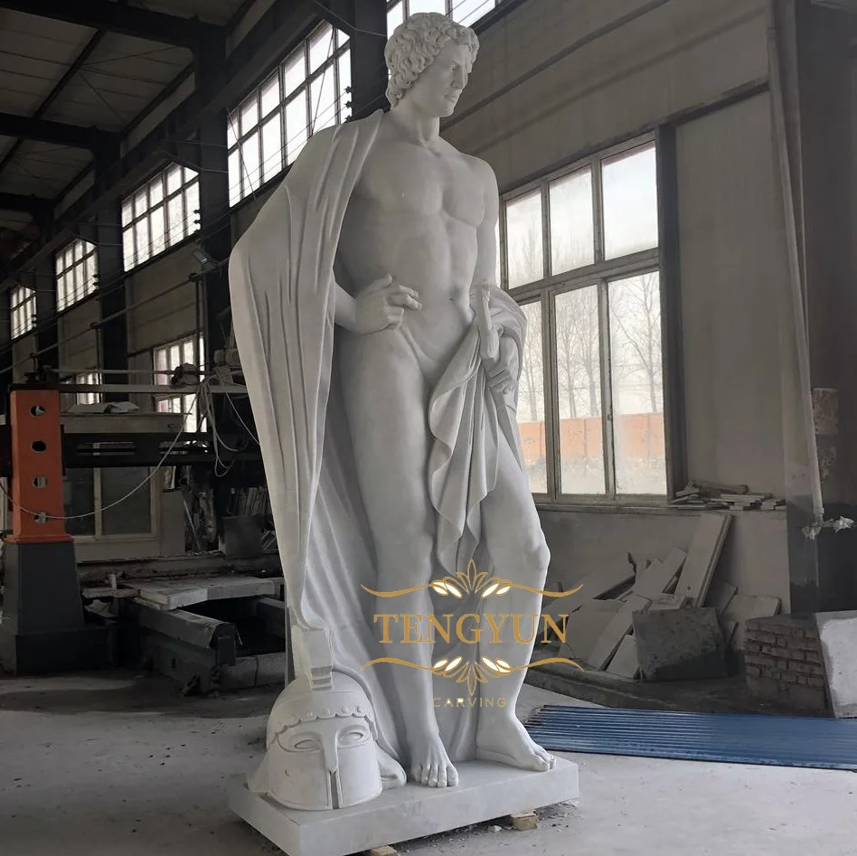 庭園装飾彫刻等身大有名なギリシャ神話ヌード男性彫刻白大理石アキレス