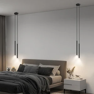 2026 New Black White Linear Strip Small Chandelier Is Suitable for Bedroom Bedside LED Chandelier