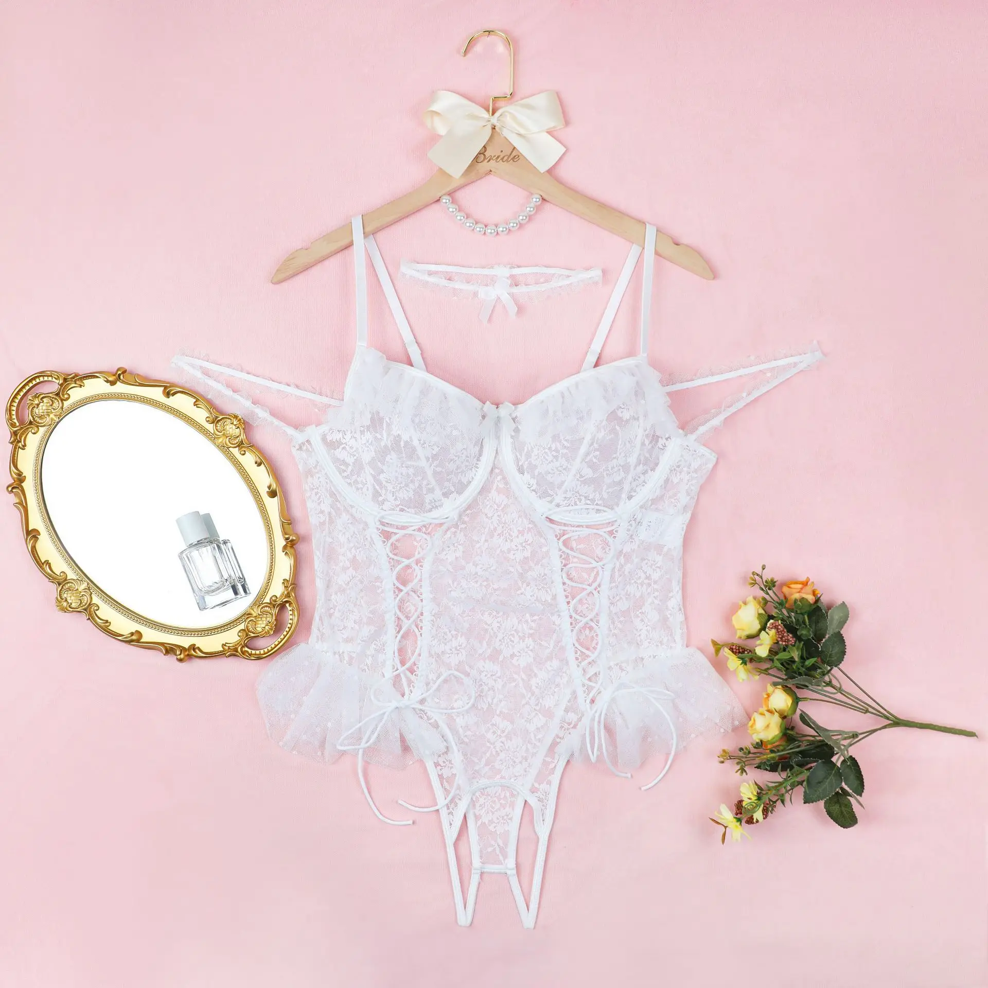 JSMANA See-through Sexy Temptation Plus Size One Piece Bodysuit Fat Woman Passionate 2025 Transparent Hot Young Girl Lingerie