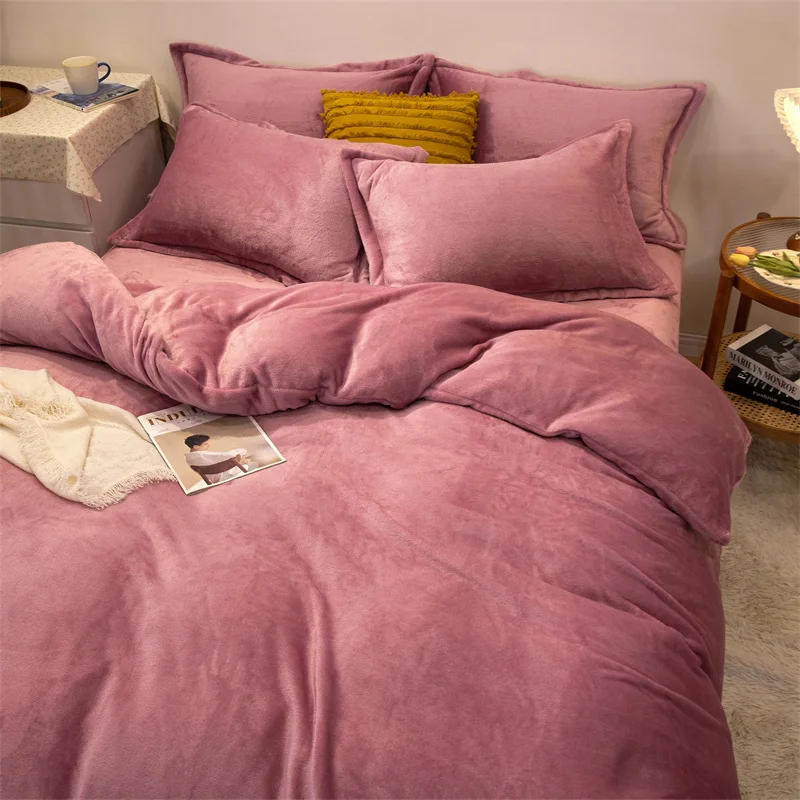 Plush Fluffy Velvet Duvet Cover Micro Flannel Fleece Bed Sheet Bedding