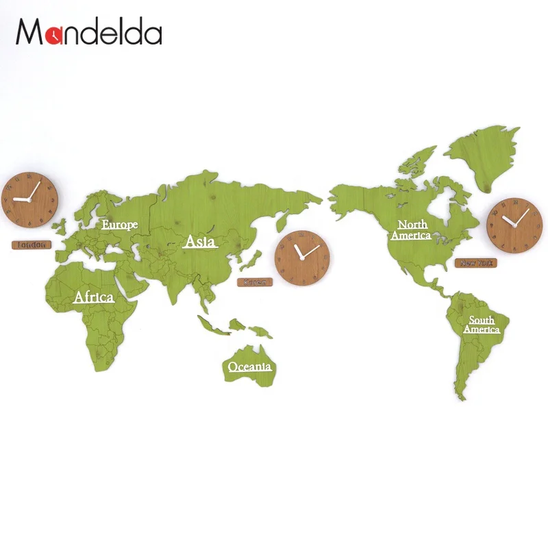 Mandelda Design Large Modern MDF Creative World Map Clocks Modern  Custom Decorative Map Clock for Home Decor