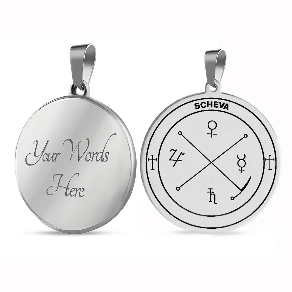 SCHEVA Get Luck in Business Succeed in All Companies Powerful Amulet Talisman Jewelry Laser Cut Stainless Steel Pendant Necklace