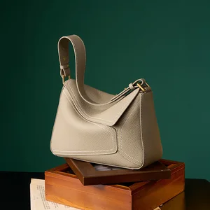 Women's Custom Genuine Leather Vintage Geometric Pattern Luxury Crossbody Shoulder Bag Waterproof Portable Zipper Closure