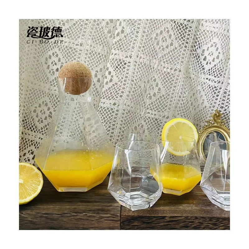 Custom Logo Amber Diamond Cold Glass Wine Water Pitcher Jug Drinking Glass  Cup Tea Carafe Kit Color Stainless Steel Lid Water Glass Set - China  Glassware and Cafetera price