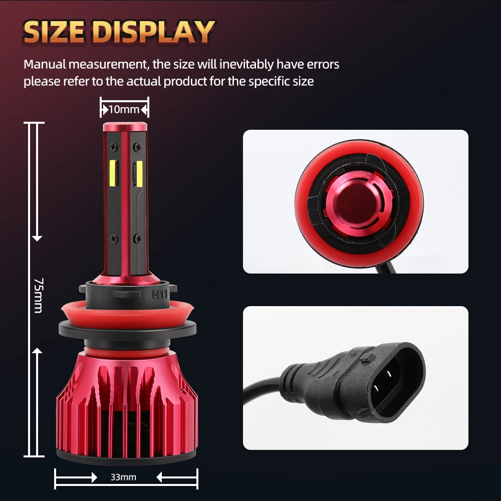 Roadsun Super Bright LED CSP H4 H7 LED 12V Car Headlight H11 9005 9006 HB4 HB3 Light Bulb Auto Lamp 4 Side 360 Emitting 16000LM