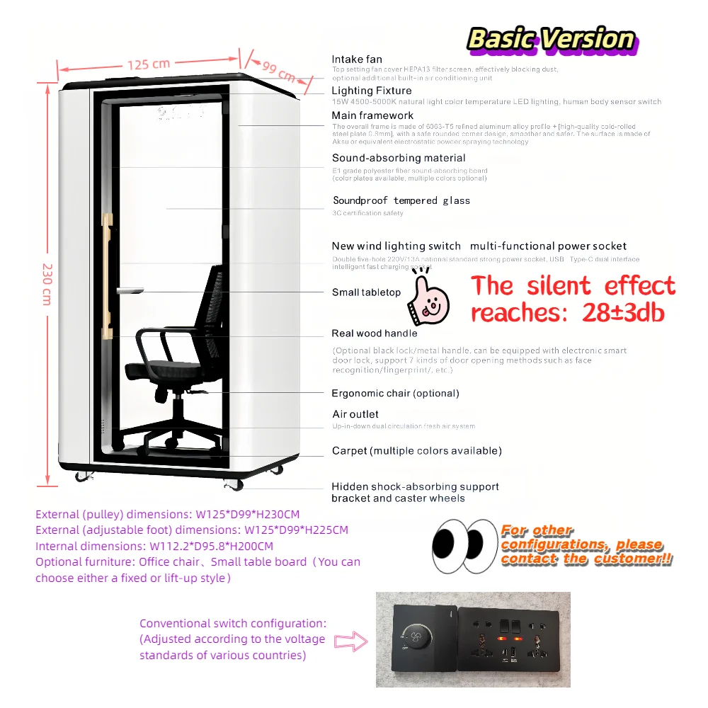 product professional solo recording booth modern design steel frame for office home outdoor school apartment use smart learning hub-3