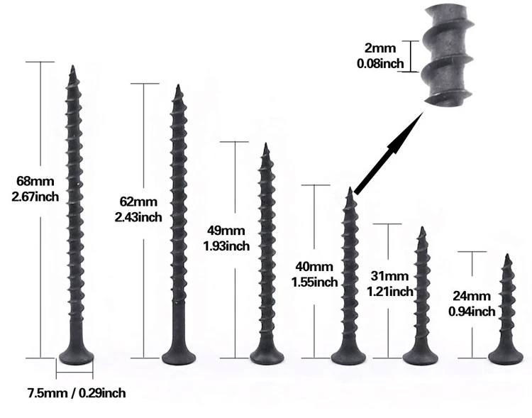 High Quality Metric Screws Drywall Black Gypsum Board Table Screw 