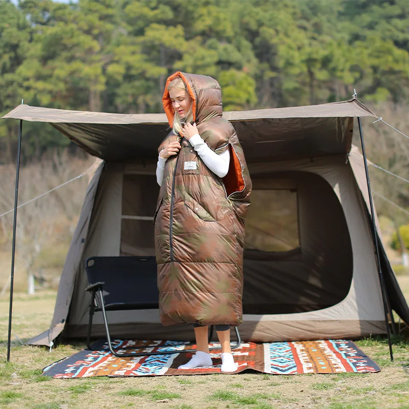 Fashion Jacket Style Duck Down Sleeping Bag EnvelopeSleeping Bag Wearable Walking Sleeping Bag Go FishingHiking Nylon Fabric