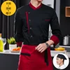 Black long-sleeved apron and hat